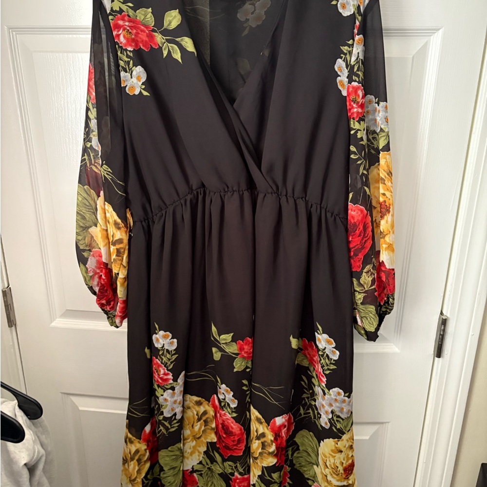 Floral Black Dress